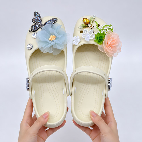 MKOP洞洞鞋配饰高级感鞋扣配件闪钻蝴蝶蜜蜂鞋花适配Cross/Crocs