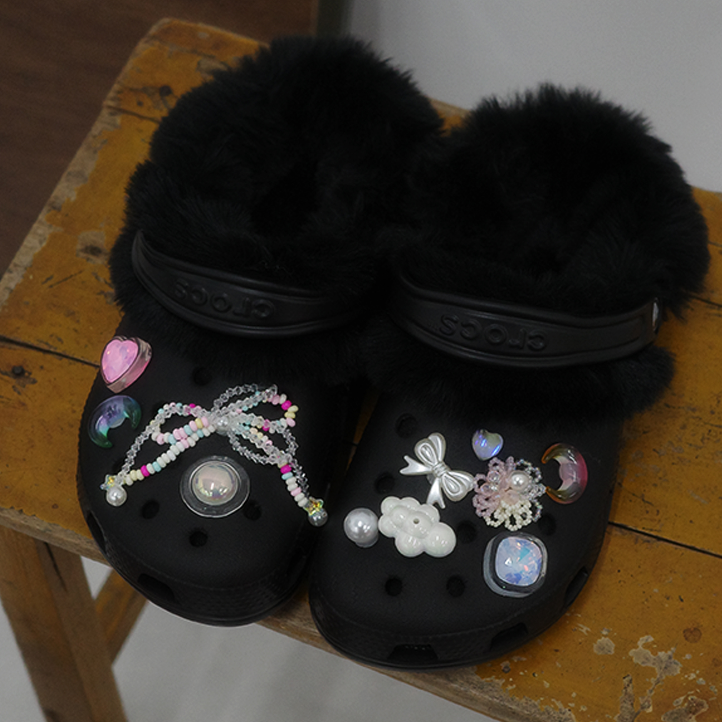 Mkop洞洞鞋毛绒内胆棉可拆卸冬天鞋套云朵泡芙适配Cross/Crocs