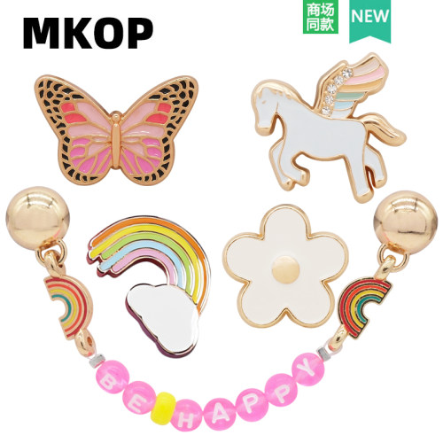 Mkop洞洞鞋配饰金属彩虹飞马鞋花