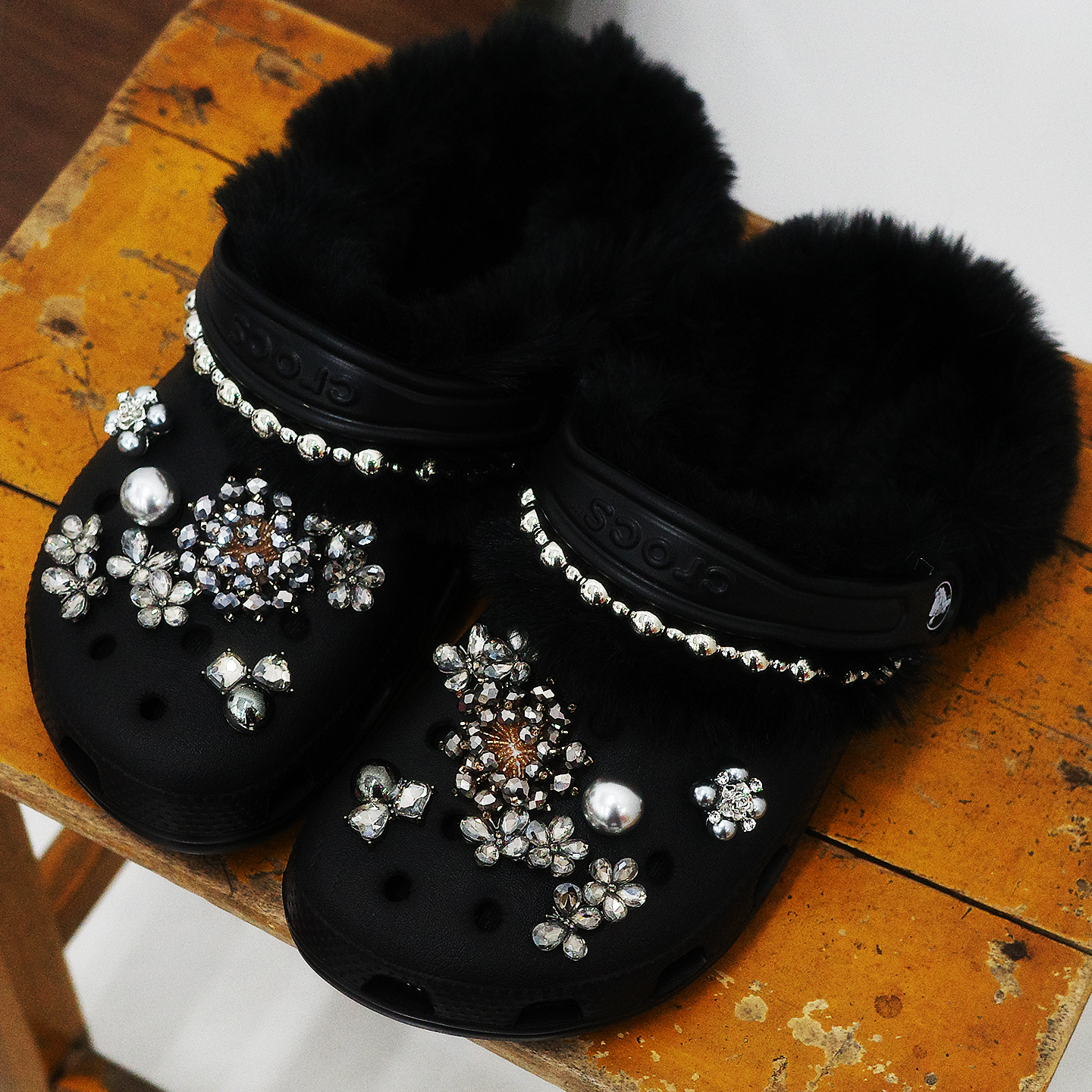 Mkop洞洞鞋内胆毛绒鞋套棉适配Cross/Crocs卡骆驰云朵泡芙厨师鞋