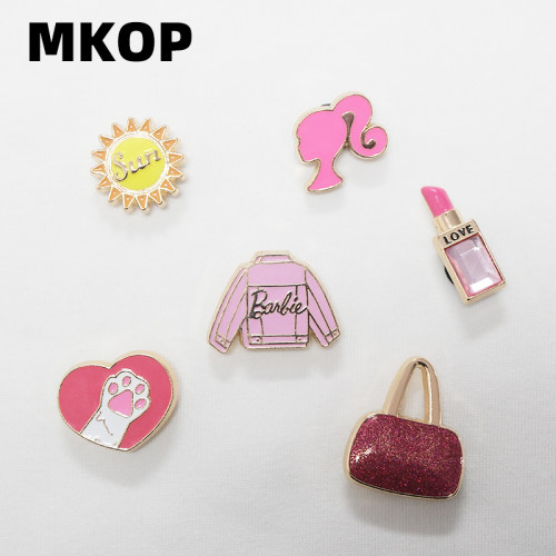 Mkop洞洞鞋配饰金属太阳口红鞋花