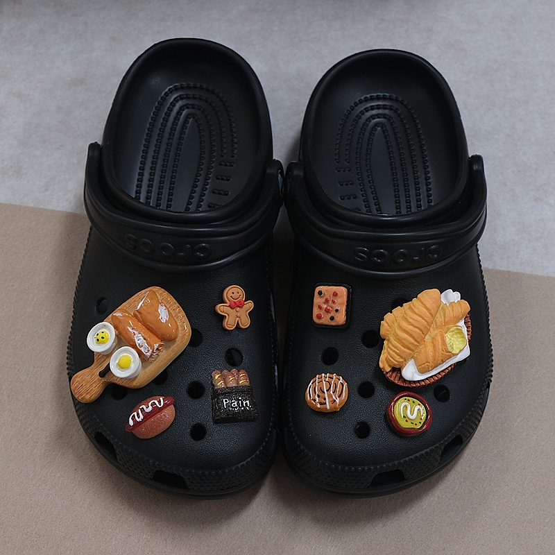 Mkop洞洞鞋配饰高级感鞋扣配件面包美食立体鞋花适配Crocs/Cross