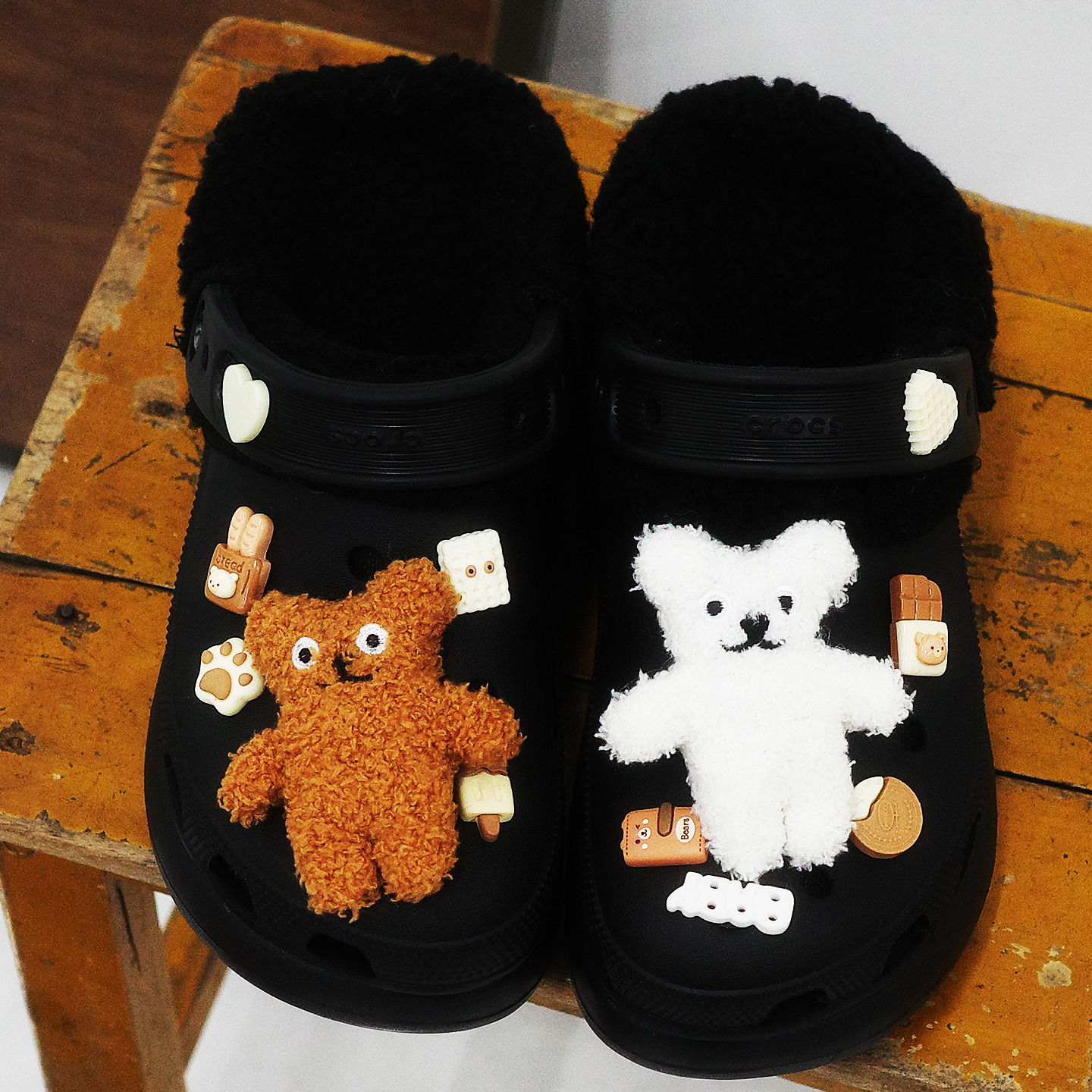 Mkop洞洞鞋内胆毛绒棉可拆卸加绒鞋花泡芙云朵适配Cross/Crocs