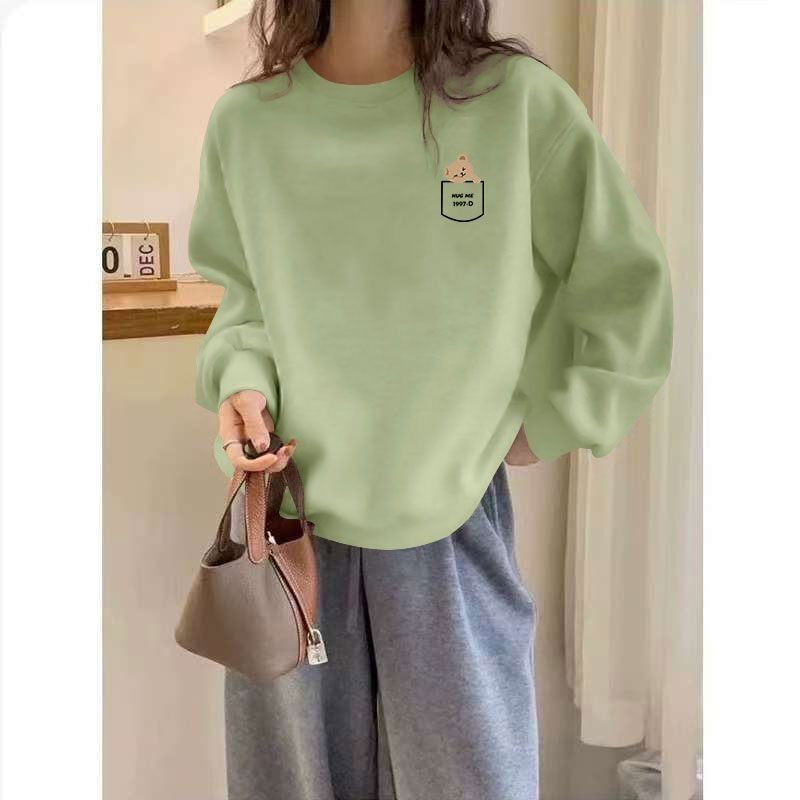 秋冬纯棉长袖套头卫衣女时尚洋气韩版百搭宽松显瘦慵懒风休闲上衣