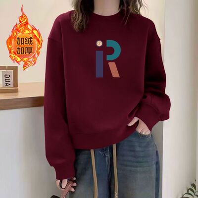 纯棉短款加绒加厚高腰卫衣女