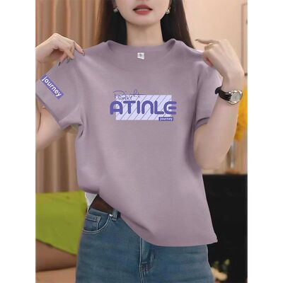 短袖纯棉t恤女圆领百搭夏季