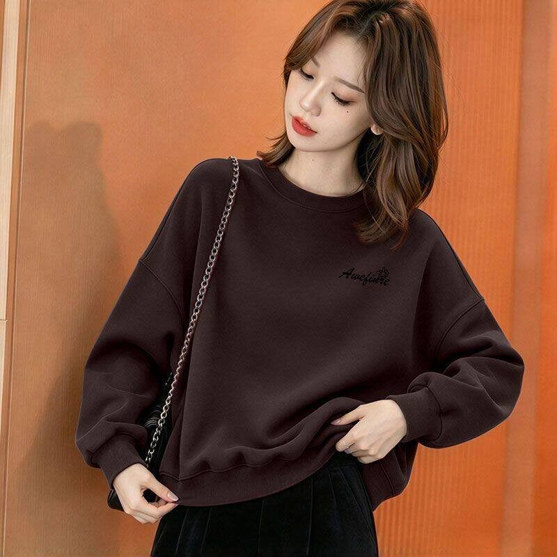 纯棉复合短款高腰套头卫衣女