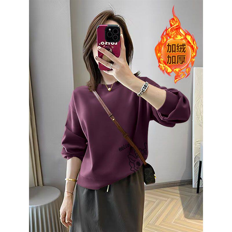 秋冬加绒加厚华棉短款卫衣女时尚洋气百搭宽松遮肉显瘦小个子外套