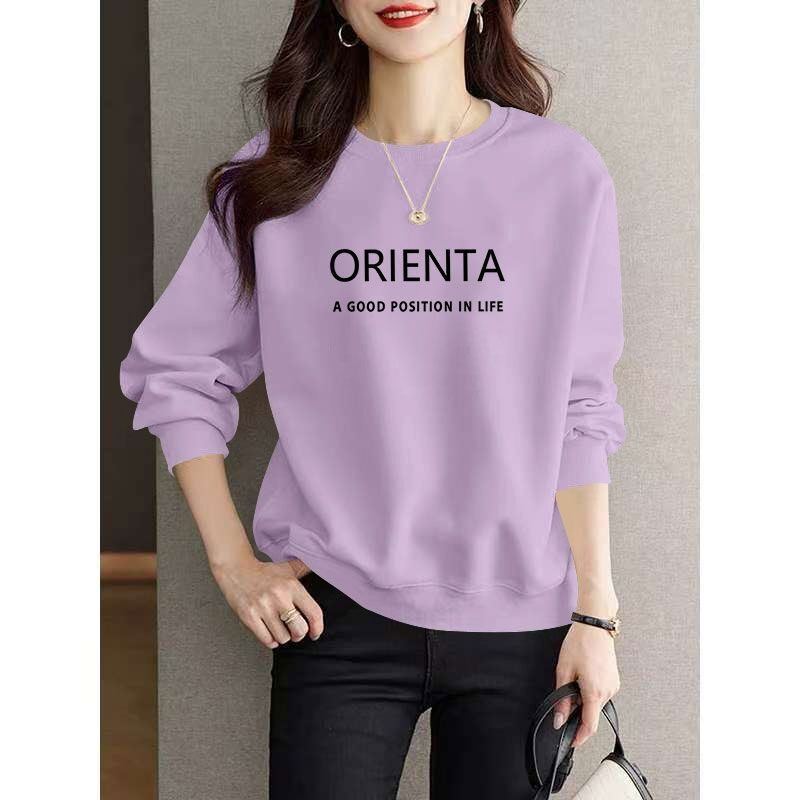 秋冬新款纯棉长袖卫衣女时尚洋气韩版百搭宽松显瘦慵懒风套头上衣