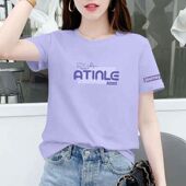 夏季 洋气宽松遮肉显瘦百搭圆领ins上衣 印花T恤女时尚 纯棉韩版 短袖