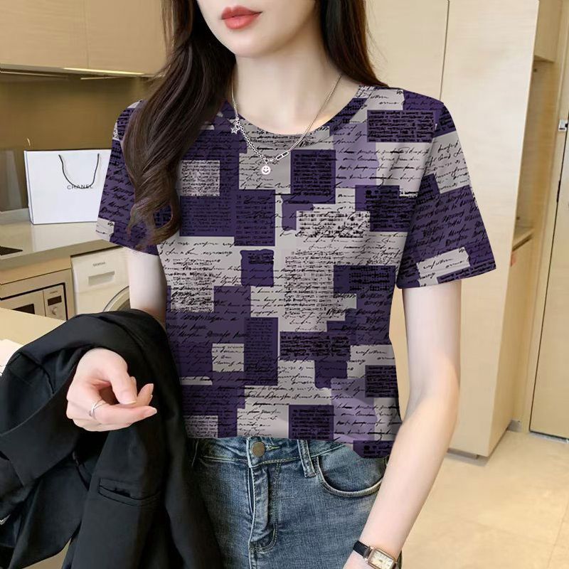冰丝女士短袖t恤女新款夏季气质时尚设计感简约薄款减龄上衣女