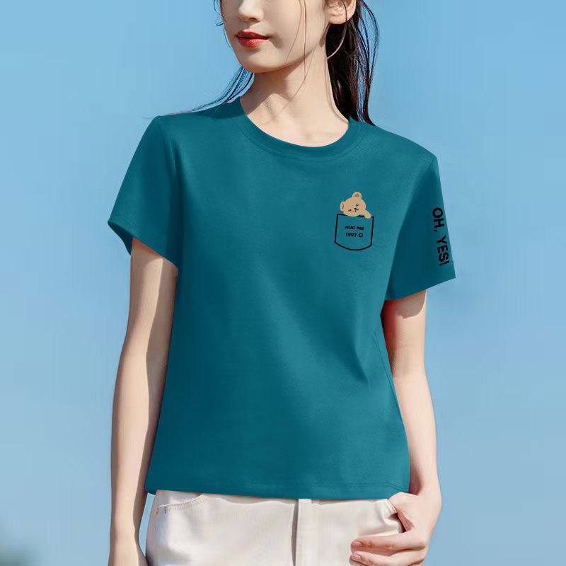 纯棉短款短袖t恤女新款爆款大码