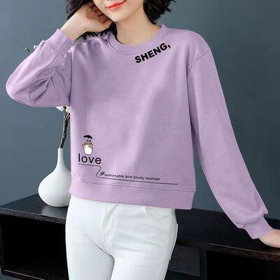 春秋纯棉短款高腰卫衣女韩版宽松显瘦印花小个子设计感印花上衣服