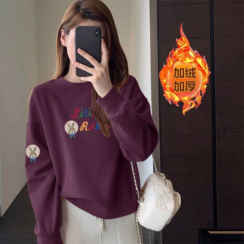秋冬爆款加绒加厚纯棉短款卫衣女时尚洋气韩版减龄小个子休闲上衣