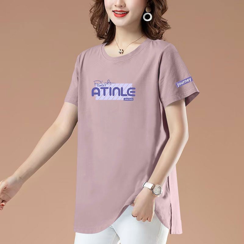 中长款纯棉短袖t恤女夏季新款