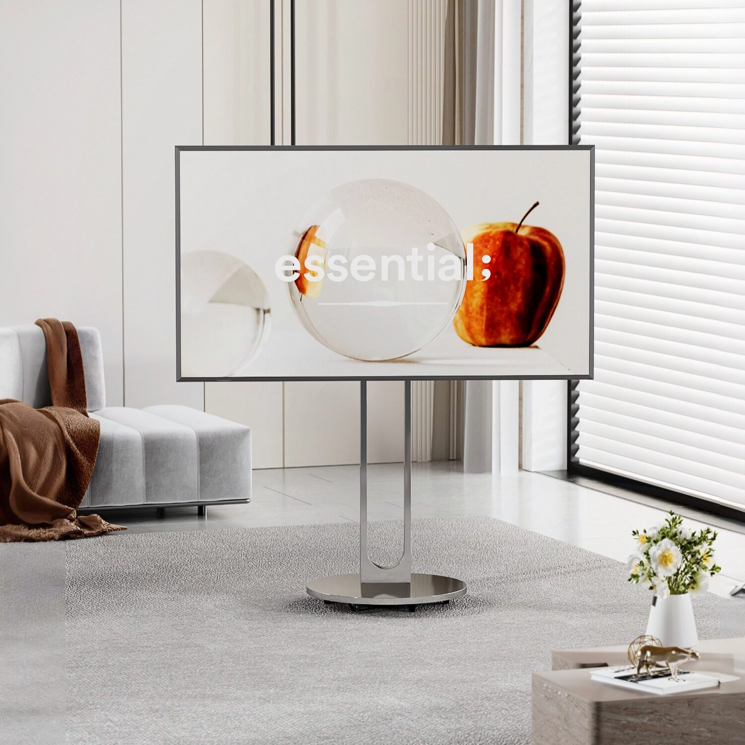 不锈钢电视落地支架带轮可移动适配小米海信创维40-85寸电视挂架