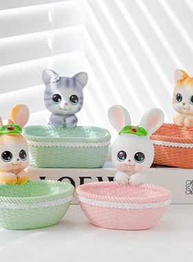可爱小猫入户玄关钥匙前台糖果收纳摆件家居客厅装饰品卡通存钱罐