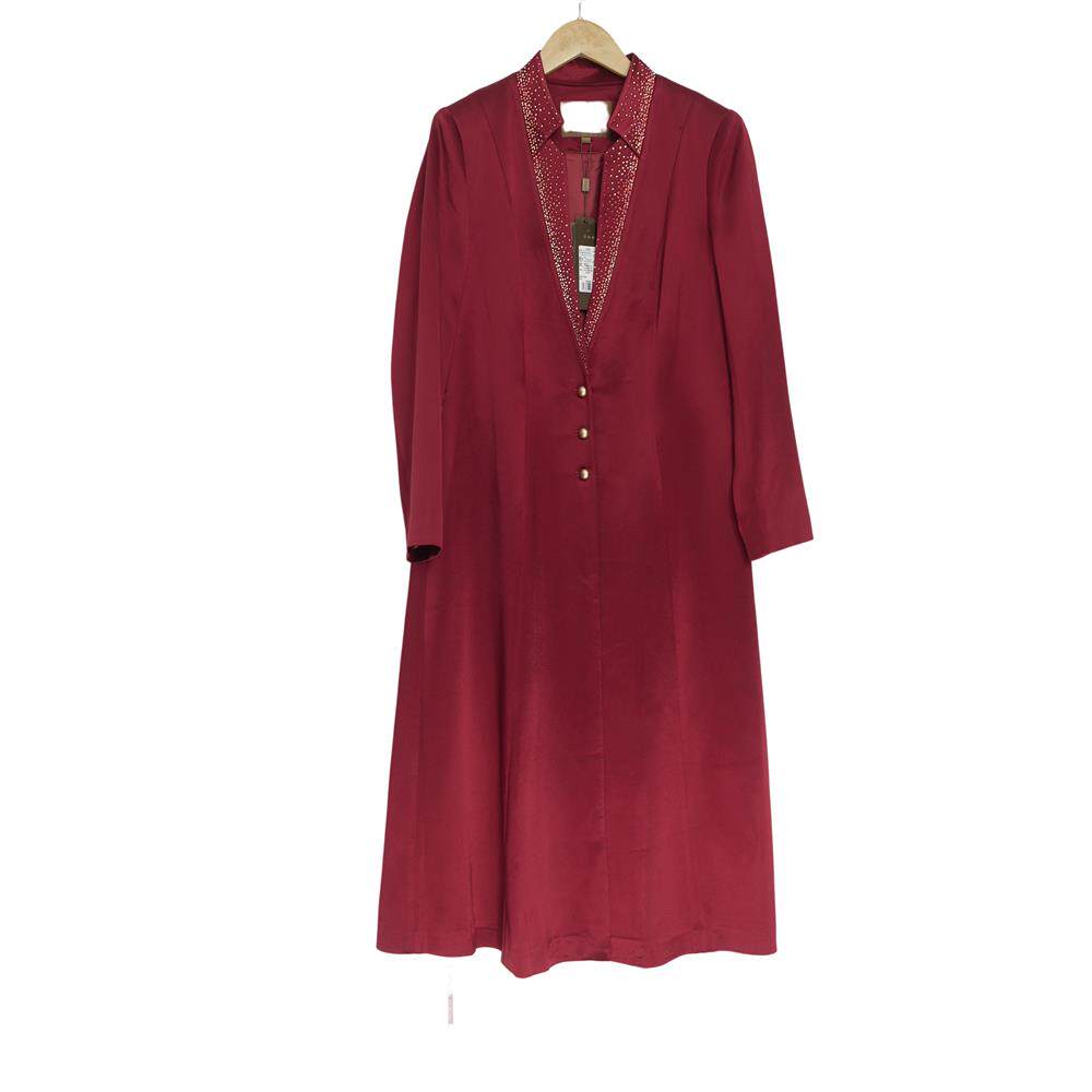 mt姿精选品牌女装高端时尚气质百搭酒红色风衣慕天姿a3-22221