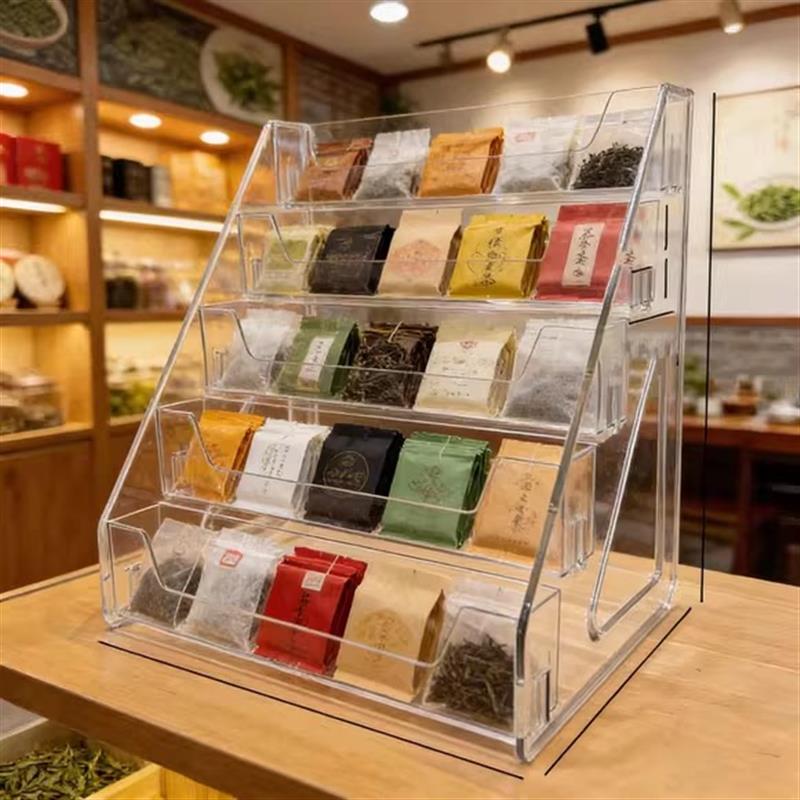 茶包陈列架茶叶店专用收纳桌面透明多层分类小袋茶叶泡袋展示厂家