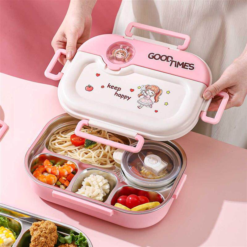 316不锈钢分格饭盒便当盒学生上班族大容量保温餐盒卡通可厂家