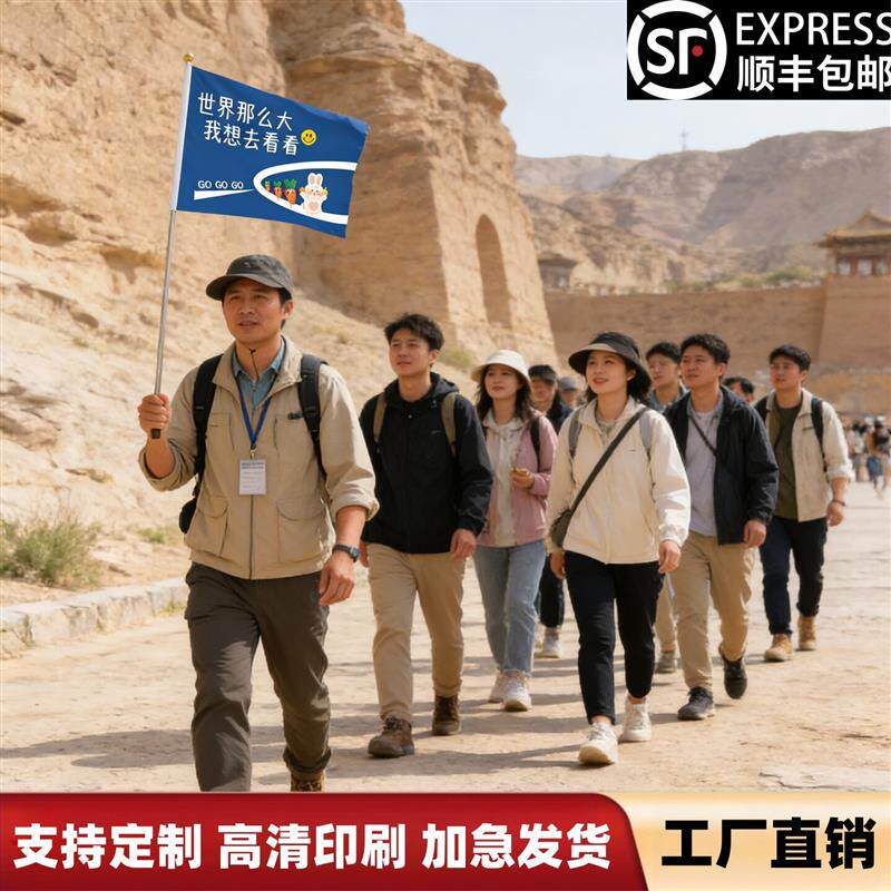 导游旗个性定制爬山游玩徒步家族团建领队旗帜旅游旅行社logo厂家