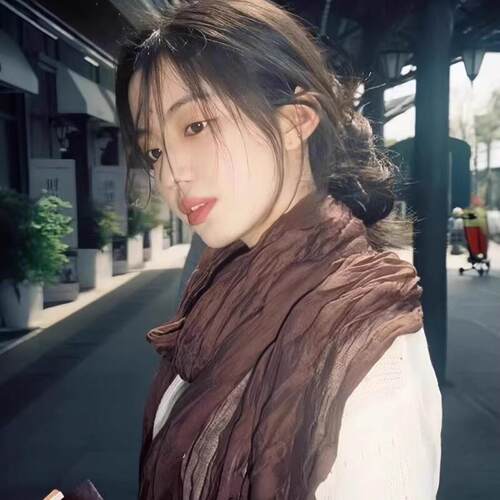 县城文学棕色复古棉麻围巾女薄款文艺亚麻褶皱丝巾系脖长条氛厂家