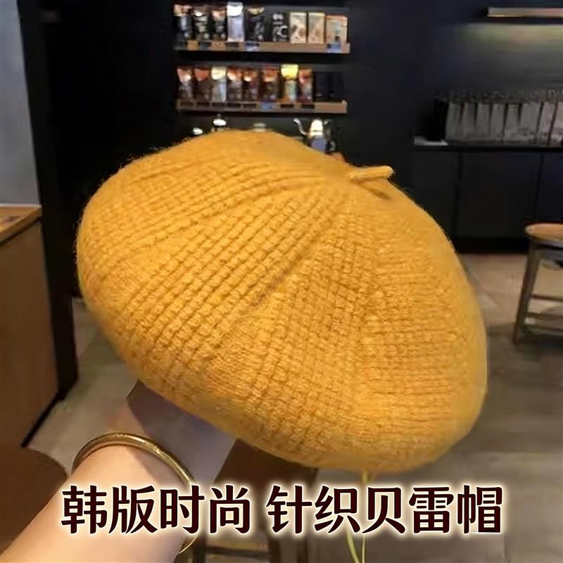 日系秋冬复古针织贝雷帽女新款户外韩版八角帽小清新画家英伦厂家