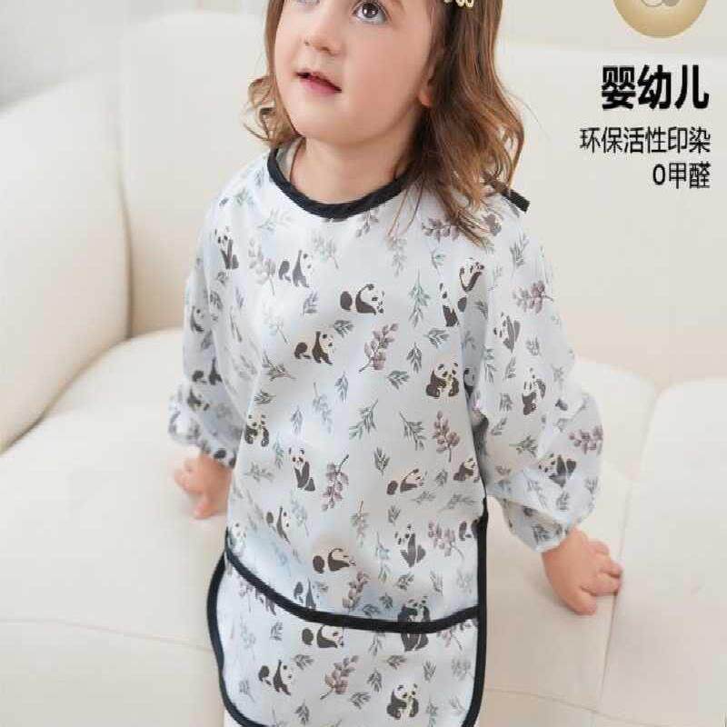 丹麦婴儿围兜宝宝吃饭罩衣儿童四季防水饭兜防油围嘴长袖反厂家