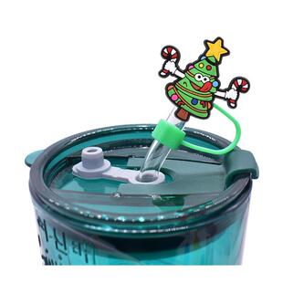 圣诞系列防尘盖帽吸管装饰PVC软胶10MM卡通非一次性吸管塞可定制