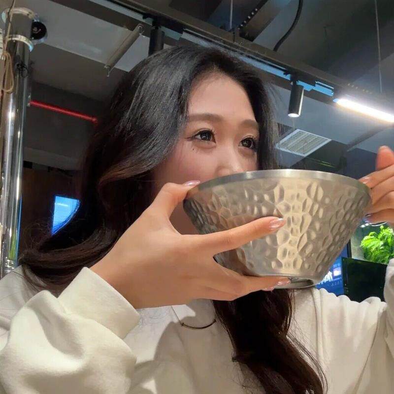 韩式泡面碗304不锈钢饭碗汤碗家用韩式冷面碗高颜值沙拉碗防厂家