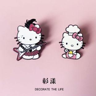 可爱帽子kt胸针猫咪软萌甜美吉他凯蒂卡通三丽鸥金属徽章合金配饰