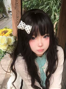 甜美可爱黑白波点发夹蝴蝶结少女头饰后脑勺气质侧边刘海发卡发饰