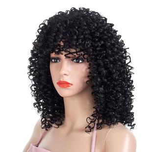 假发爆炸欧美小卷非洲女头套蓬松头化纤wigs afro卷发女士 curly