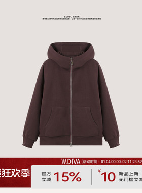 【乌夜】空气感三防连帽卫衣款90白鹅拉链羽绒服女54C223128