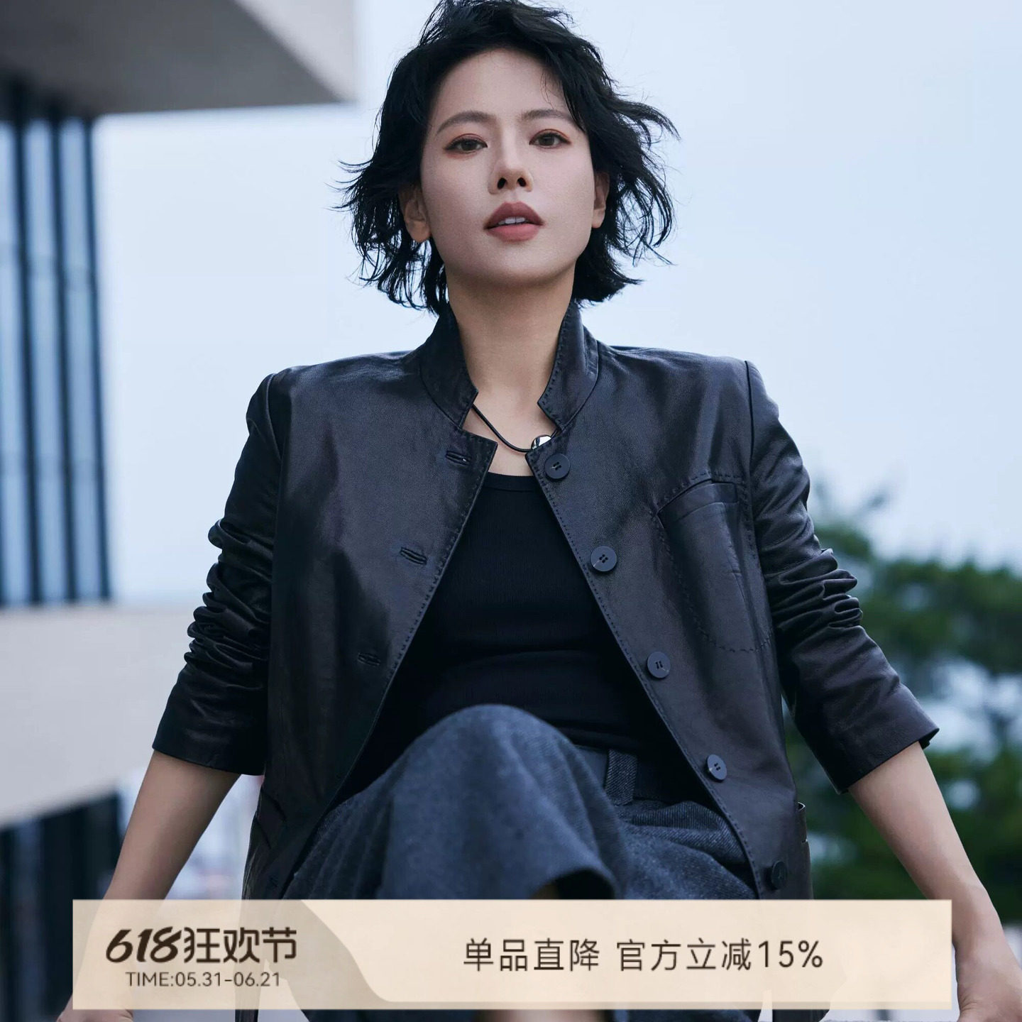 W.Diva【情怀】黑色港风复古回潮飒爽短款长袖立领绵羊皮衣小众女