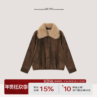 【复古皮绒】土耳其进口胎牛山羊绒毛领反绒羽绒服54C293255