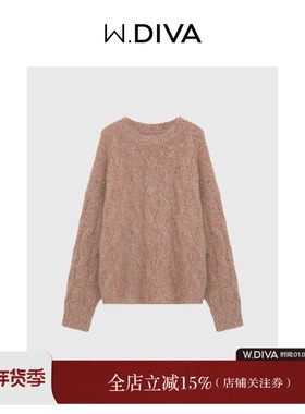 魏老板【倒带】提花肌理小众宽松设计慵懒风圆领毛衫女4ZDM061L0