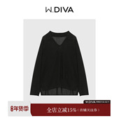 进口三醋酸V领夏柔雾质感长袖 魏老板 胭脂扣 针织T恤51Z011637