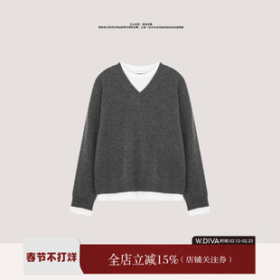 【层次间奏】懒人穿搭简约老钱假两件V领羊绒羊毛衫53Z303027
