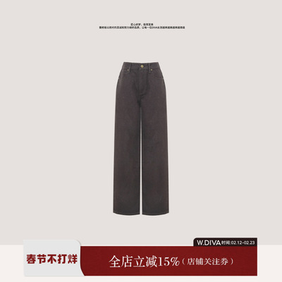 W.Diva【现货】BC羊毛牛仔秋冬加绒加厚直筒休闲牛仔裤