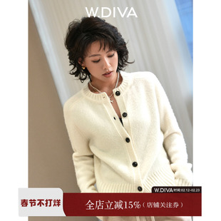 W.Diva【雪松】复古休闲羊毛圆领单排扣开衫外套-周五 20:00上新