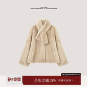 暖曦 丹麦进口复古圆领双面收束水貂皮草外套女54C113090