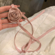 罗曼蒂克 纯欲少女颈间玫瑰系带项链ins立体花朵绑带手花超仙发饰