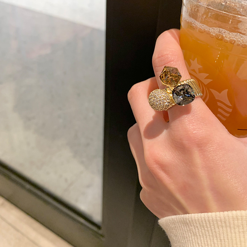 欧美个性高级感镶钻水晶开口戒指时髦复古美拉德食指戒轻奢配饰女,饰品/流行首饰/时尚饰品新,戒指/指环,淘宝优惠券,粉丝福利购,淘宝优惠卷