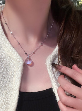 SHOWDIGU精致镶钻透明珠项链