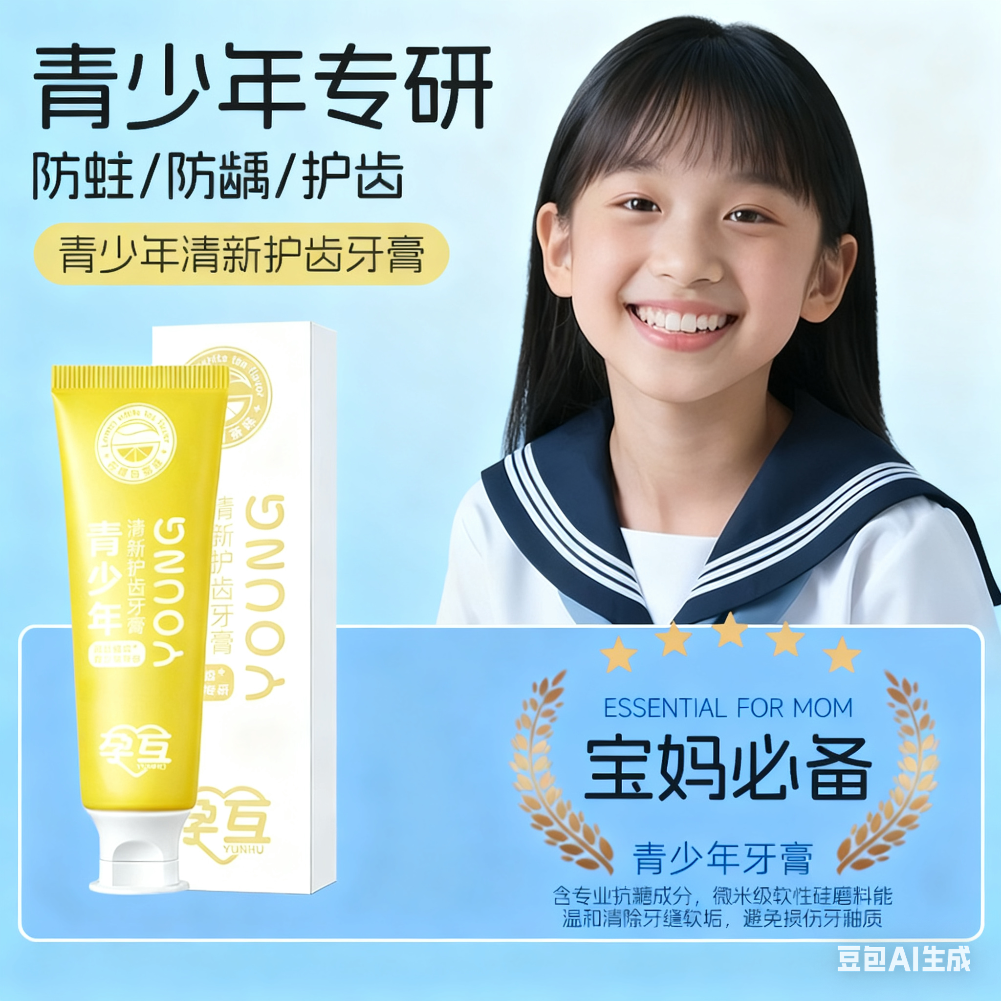青少年健齿牙膏儿童9-18岁以上学生换牙期防蛀牙膏组合初中高中生