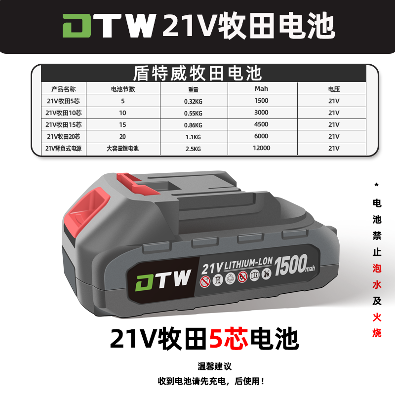 盾特威牧田插口5芯电池21V适配通用剪刀锯子洗车枪抽水泵电动工具