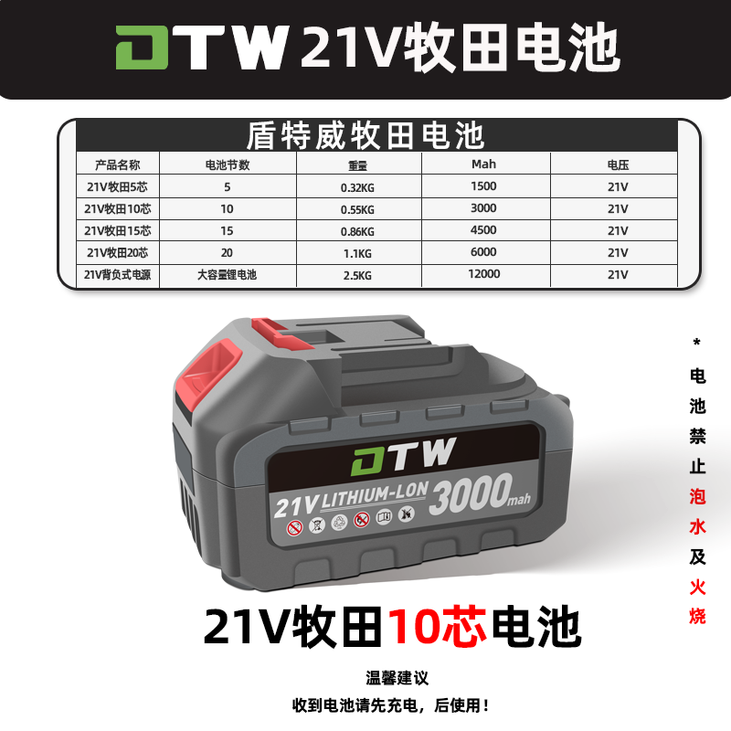 盾特威牧田插口10芯电池21V适配通用剪刀锯子水枪抽水泵电动工具
