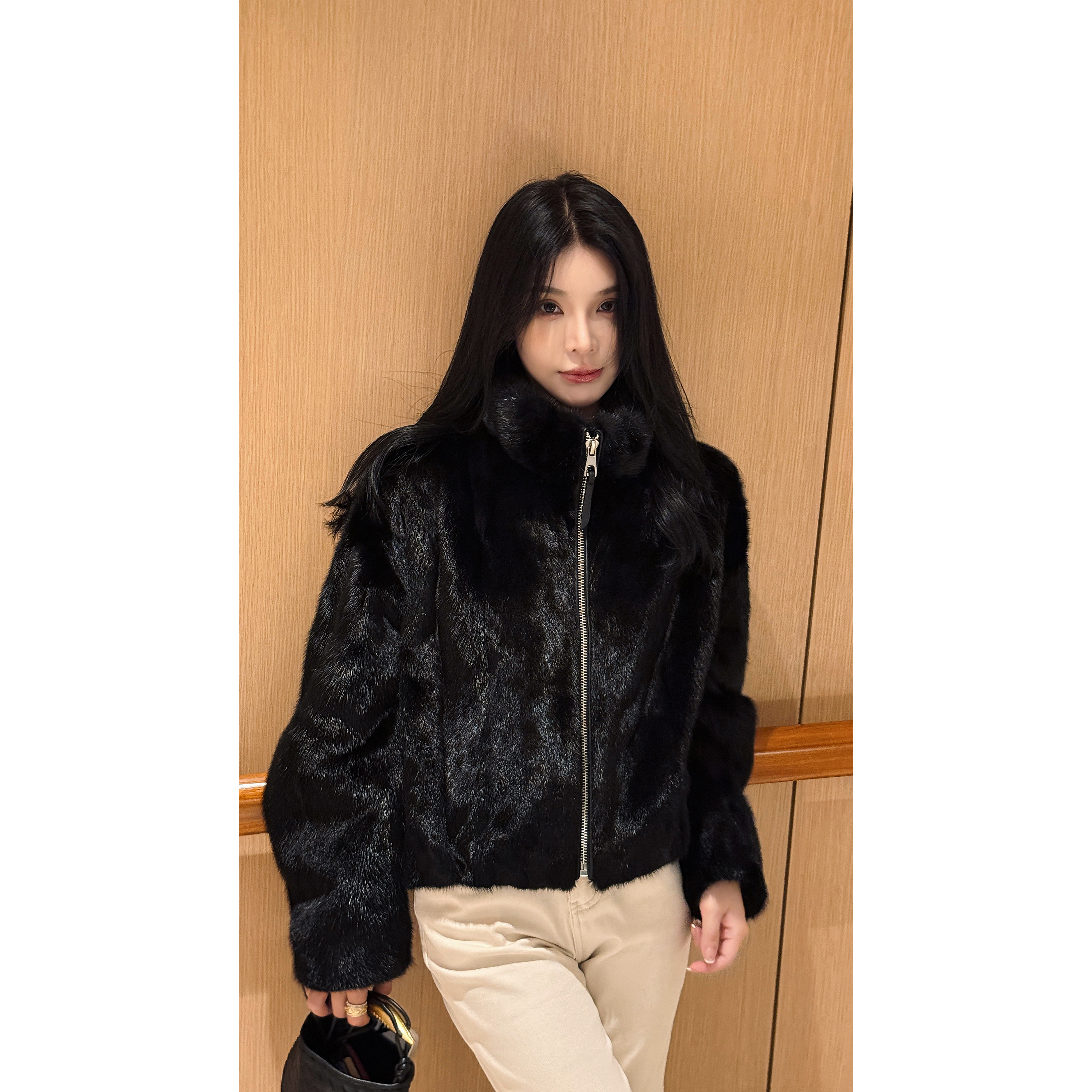 “稀世鎏金”100%水貂立领复古富家感短款皮草外套 LAMLAM MP204G