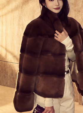 “优雅奢靡”100%獭兔复古老钱风奢贵级皮草外套 LAMLAM MP256G
